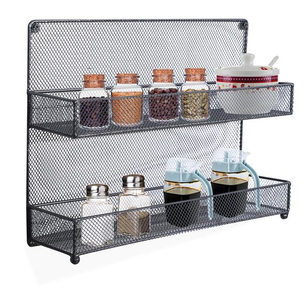 4 Tier Mesh Kitchen Wall Mount Spice Rack Bronze