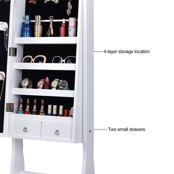 Retro PVC Wood Grain Coating Whole Body Mirror Decoration Storage Dressing Mirror Jewelry Mirror Cabinet White