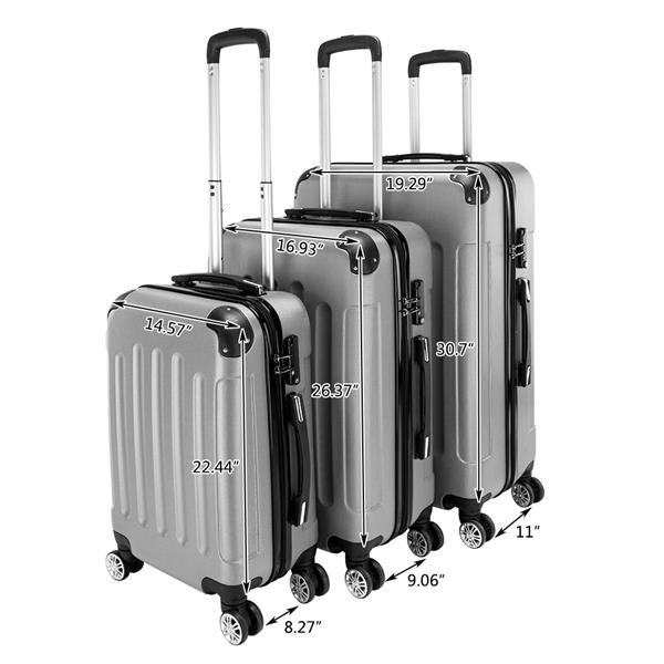 3-in-1 Portable ABS Trolley Case 20" / 24" / 28" Gray
