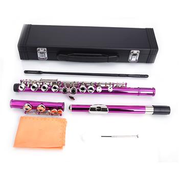 Cupronickel C 16 Closed Holes Concert Band Flute Rose Red