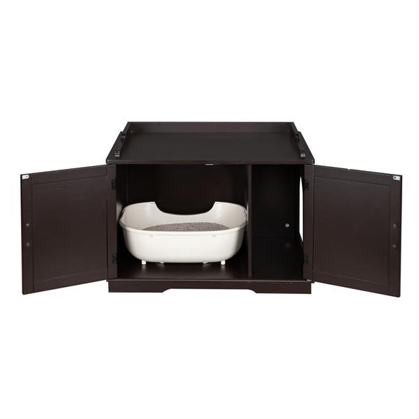 Cat Litter Box Enclosure Cabinet, Large Wooden Indoor Storage Bench Furniture for Living Room, Bedroom, Bathroom, Side Table w/Pet Mat