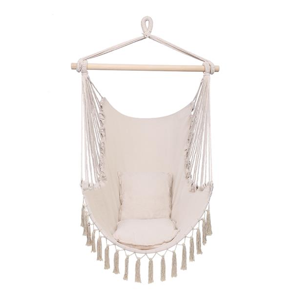 【Limited 3% Coupon】Pillow Tassel Hanging Chair Beige