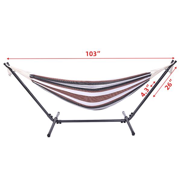 Professional Black & Silver Flowers Hammock Stand with Polyester Coffee Stripe Hammock 