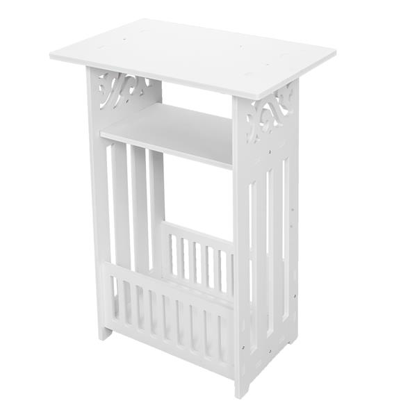 Wood Plastic Board 3-storey Locker Bedside Cabinet Tea Table Coffee Table White