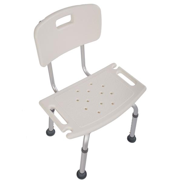 Aluminum Alloy Elderly Bath Chair with Backrest White