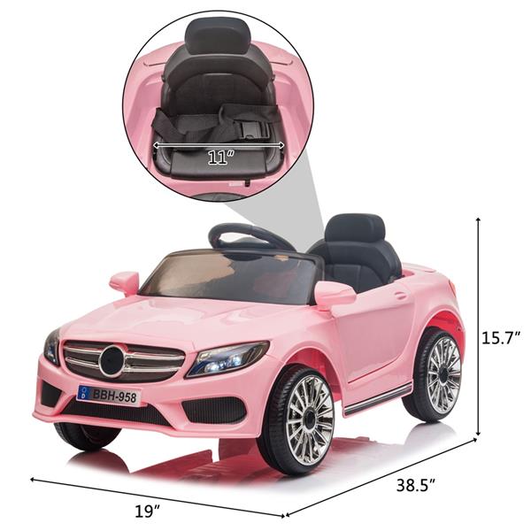 12V Kids Ride On Car 2.4GHZ Remote Control LED Lights Pink