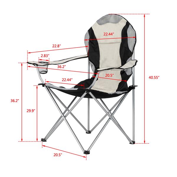 Medium Camping Chair Fishing Chair Folding Chair Black Gray
