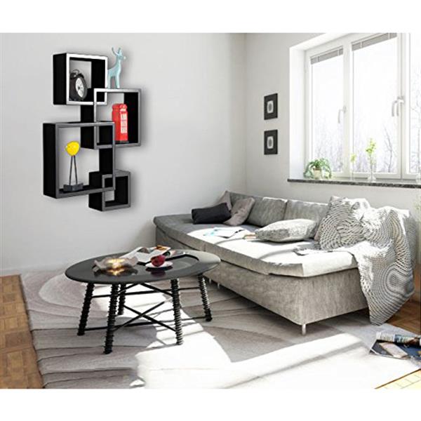 Intersecting Squares Floating Shelf Wall Mounted Home Decor Furniture Black