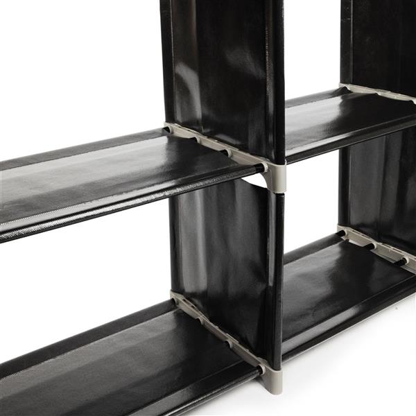 Multifunctional Assembled 3 Tiers 6 Compartments Storage Shelf Black