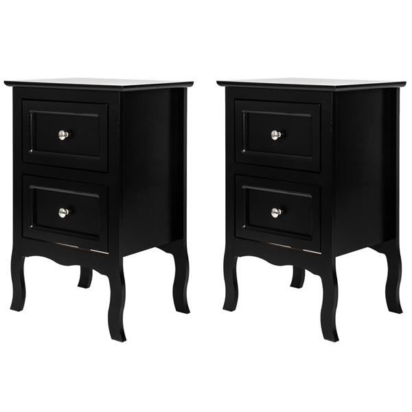 2pcs Country Style Two-Tier Night Tables Large Size Black