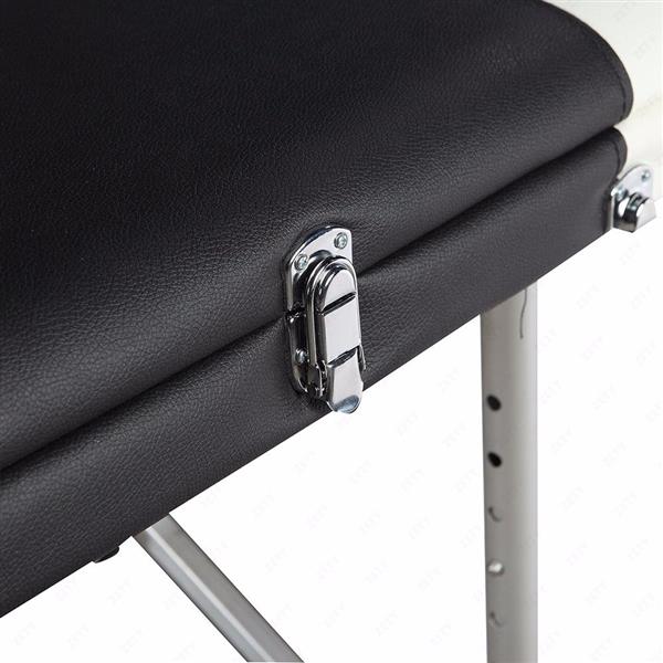 3 Sections Folding Aluminum Tube SPA Bodybuilding Massage Table Black with White Edge