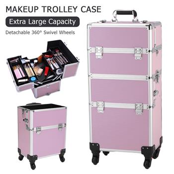 3 in 1 Aluminum Cosmetic Makeup Case Tattoo <b style=\\'color:red\\'>Box</b> Pink