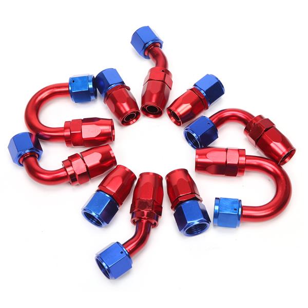 10AN 16-Foot Universal Silver Fuel Pipe   10 Red and Blue Connectors