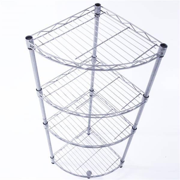 XM-243S Fan-shaped Carbon Steel Metal Assembly 4-Tier Storage Rack Silver Gray