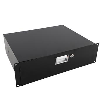 19\\" 3U Steel Plate DJ Drawer Equipment Cabinet with Keys Black