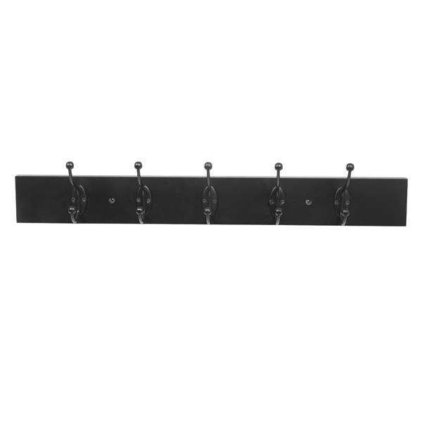 Wall-Mounted Farmhouse Coat Rack, 5 Standard Hooks,Black