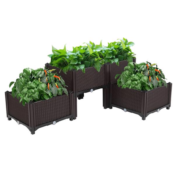 4Pcs Free Splicing Injection Planting Box Brown