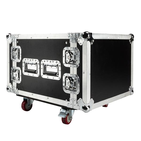 19" 8U Single Layer Double Door DJ Equipment Cabinet Black & Silver