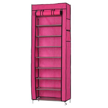 Fashionable Room-saving 9 Lattices Non-woven Fabric Shoe Rack Rose Red