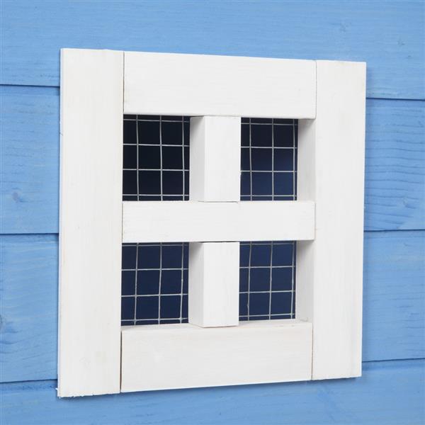 69" Wooden Chicken Hutch Hen Coop Habitat Pigeon House with Egg Case & Tray & Running Cage Blue Part B
