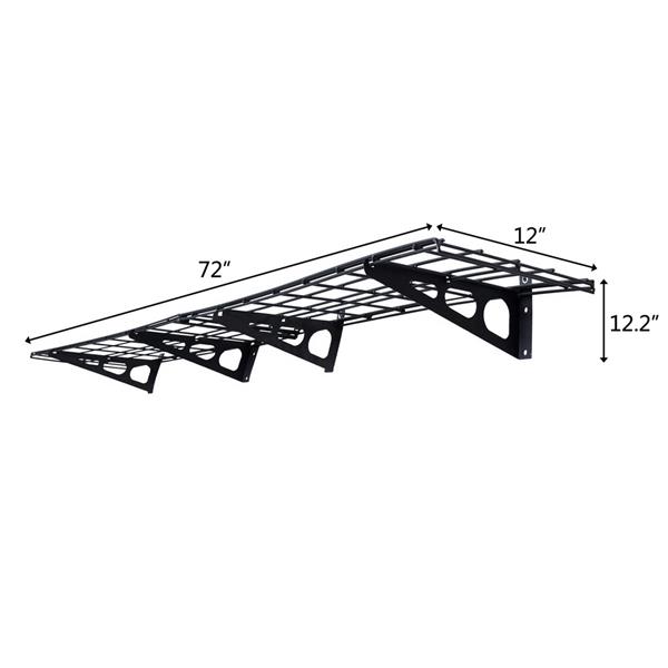 Black 2-Pack 1x6ft 12-inch-by-72-inch Wall Shelf Garage Storage Rack