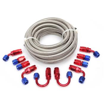 4AN 20-Foot Universal Silver Fuel Pipe   10 Red and Blue Connectors