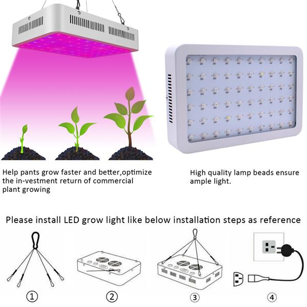 600W Dual Chips 380-730nm Full Light Spectrum LED Plant Growth Lamp White
