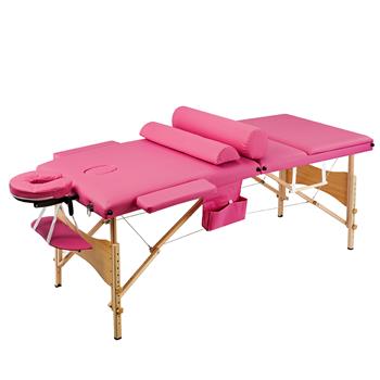 3 Sections Folding Portable Beauty Massage Table Set 70CM Wide Pink 