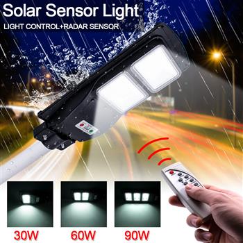90W 180-LED Solar Sensor Outdoor Light with Light Control and Radar Built-In Sensor Black