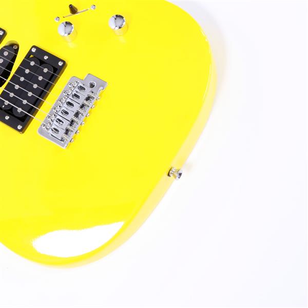 Novice Entry Level 170 Electric Guitar HSH Pickup   Bag   Strap   Paddle   Rocker   Cable   Wrench Tool Yellow