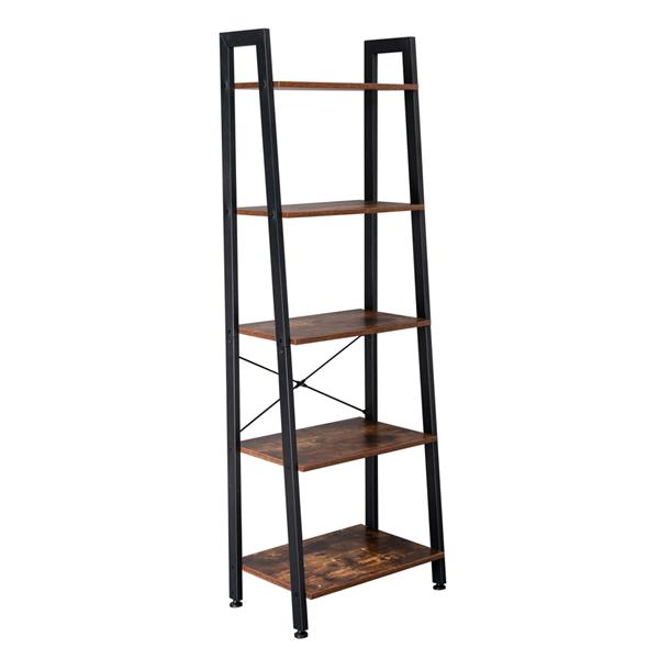5 Tiers Industrial Ladder Shelf, Vintage Bookshelf, Storage Rack Shelf for Office, Bathroom, Living Room