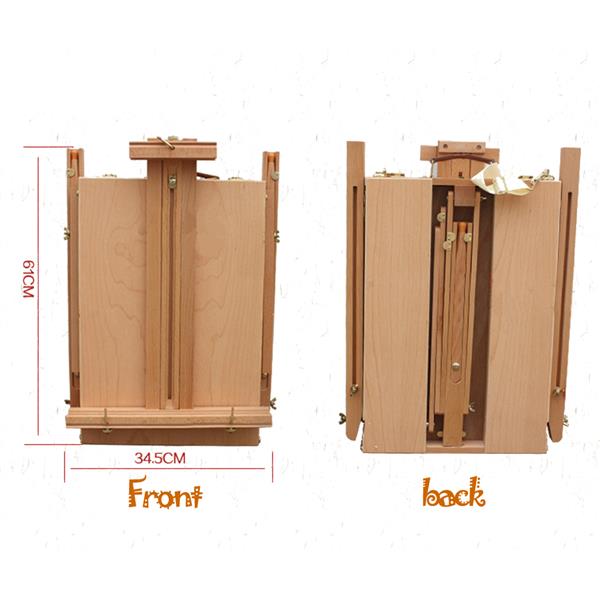 DHX-M Premium Red Beech Portable Sketch Box Oil Painting Easel with Palette 50*34.5*150cm Wood Color