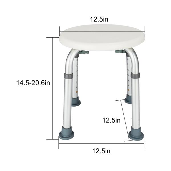 Medical Bathroom Safety Shower Tub Aluminium Alloy Bath Chair Bench with Adjustable Height White