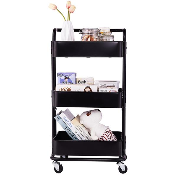 3-Tier Home Kitchen Storage Utility cart with handle-Black