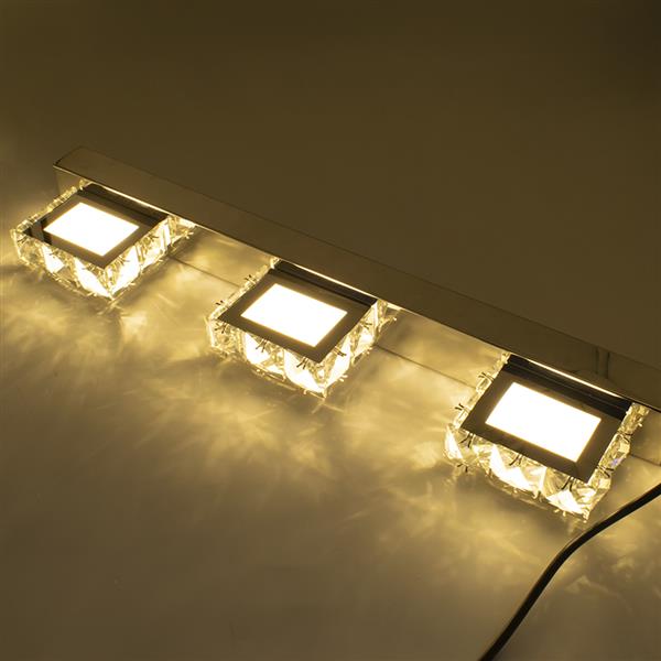 9W ZC001209 Three Lights Crystal Surface Bathroom Bedroom Lamp Warm White Light Silver