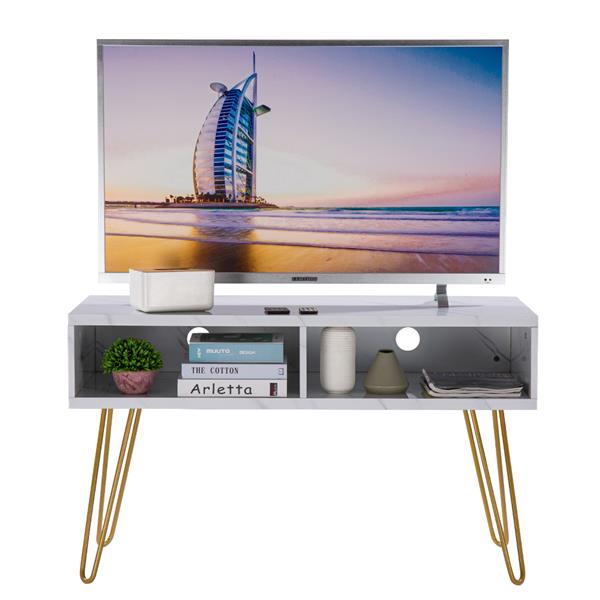 Marble Iron Foot TV Cabinet [106x50x62.5cm] White