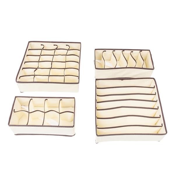 4pcs Non-woven Fabrics Storage Boxes Beige