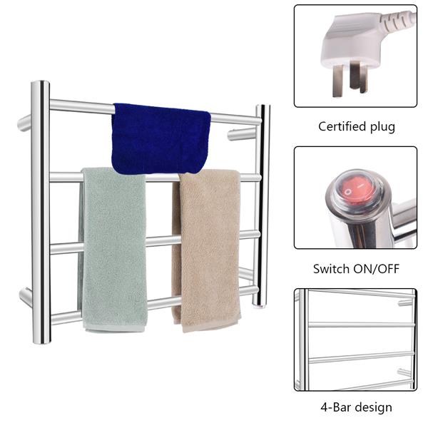 Towel Drying Rack Round Tube (Small Model) Power 80W 110V Constant Temperature 70°C Material 304 Stainless Steel (Button Switch In The Lower Right Corner)