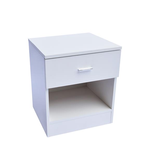 1 Drawer Metal Handle Bedside Cabinet Night Table White