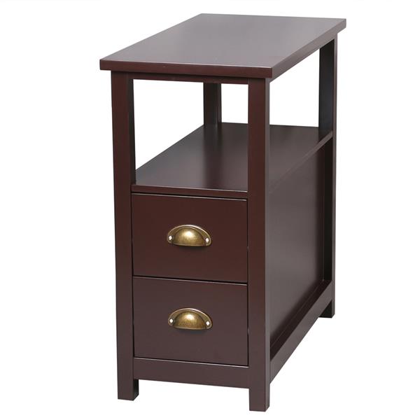 Double-tier Coffee Side Table with Two Drawers Coffee