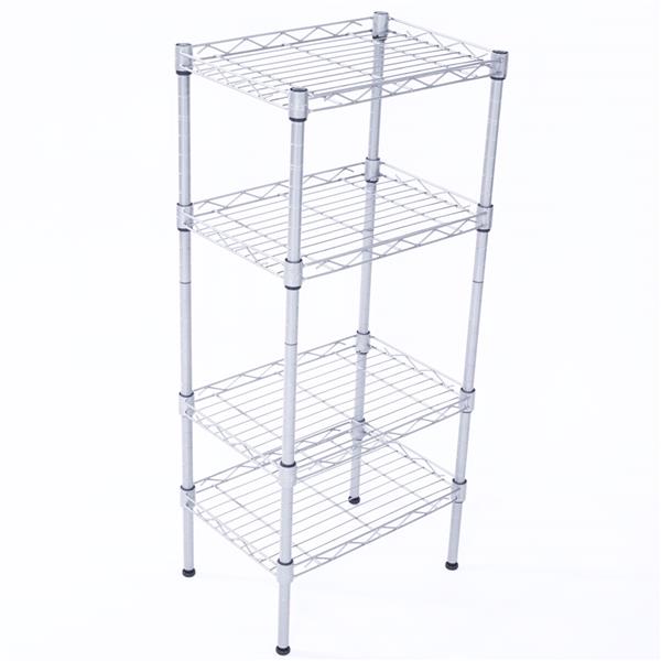 XM-207S Rectangle Carbon Steel Metal Assembly 4-Shelf Storage Rack Silver Gray