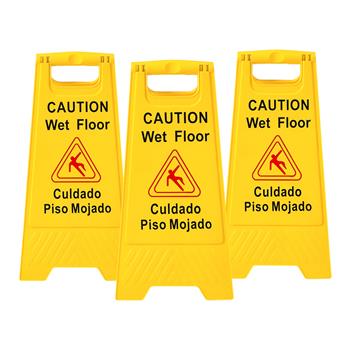 3 x Wet Floor Warning Sign Safety Caution Board with English and Spanish Bilingual Floor Stand Signs  24inch