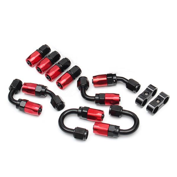 Universal 16ft AN-6 Black Nylon Braided Hose with 10pcs Red & Black Hose Ends and 2pcs Hose Separato