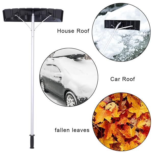 Extendable Aluminum Snow Rake, 5ft-20ft Sturdy Lightweight PP Snow Removal Tool with wide blade & 5-Section Tubes & TPE Anti-Skid Handle, Suitable for Clearing Roof Vehicle Snow, Wet Leaves,Dri