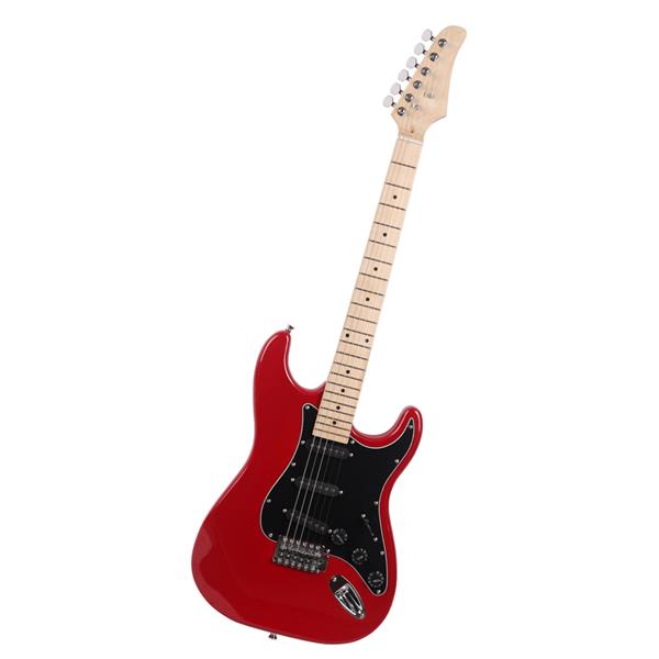 ST Stylish Electric Guitar with Black Pickguard Red