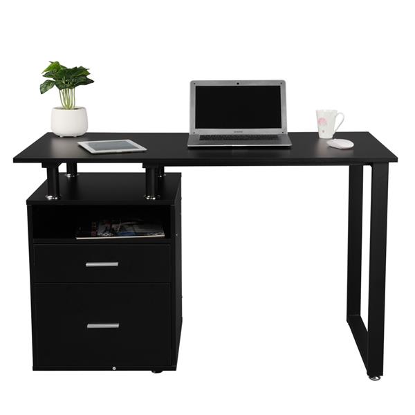 Pipe Rack Two Drawers Computer Desk Black