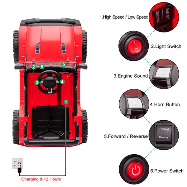 LEADZM LZ-922 Electric Car Dual Drive 35W*2 Battery 12V4.5AH*1 with 2.4G Remote Control Red