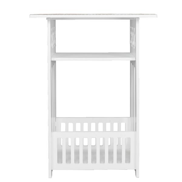 Wood Plastic Board 3-storey Locker Bedside Cabinet Tea Table Coffee Table White