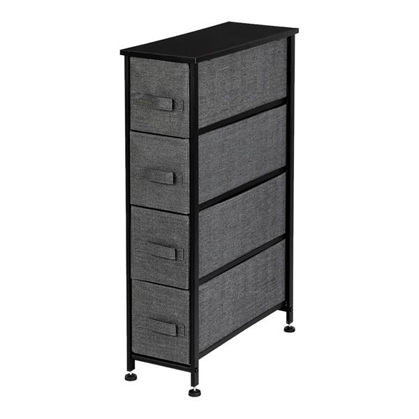 Narrow Dresser, Vertical Storage Unit With 4 Fabric Drawers, Metal Frame, Slim Storage Tower, 7.9” Width, For Living Room, Kitchen, Small Space, Gap, Grey