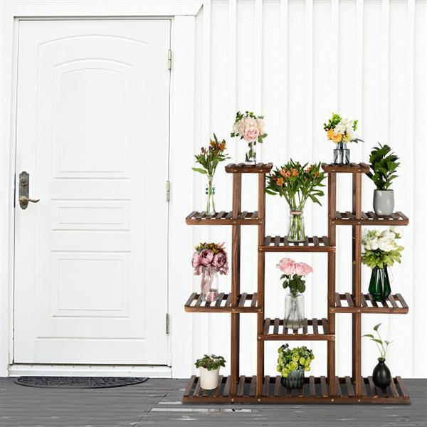 6-Story 11-Seat Indoor And Outdoor Multifunctional Carbonized Wood Plant Stand